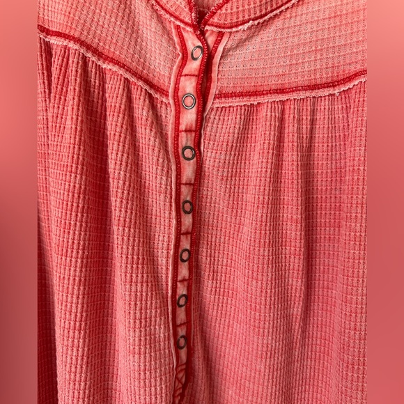 FREE PEOPLE KAI HENLEY BABY DOLL LONG SLEEVE RED SIZE SMALL - Picture 8 of 14